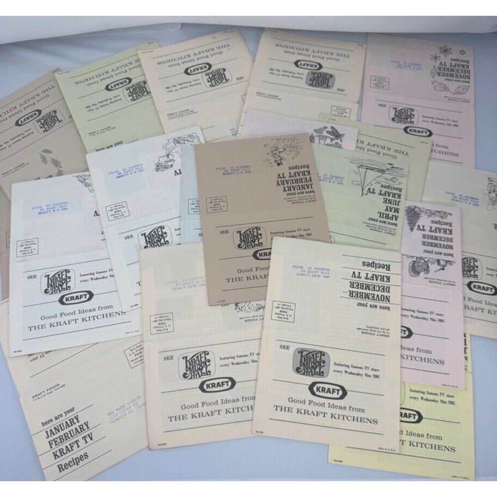 Vintage Kraft TV Recipes Pamphlet Lot 1960s Mailers Kraft Music Hall Leaflets